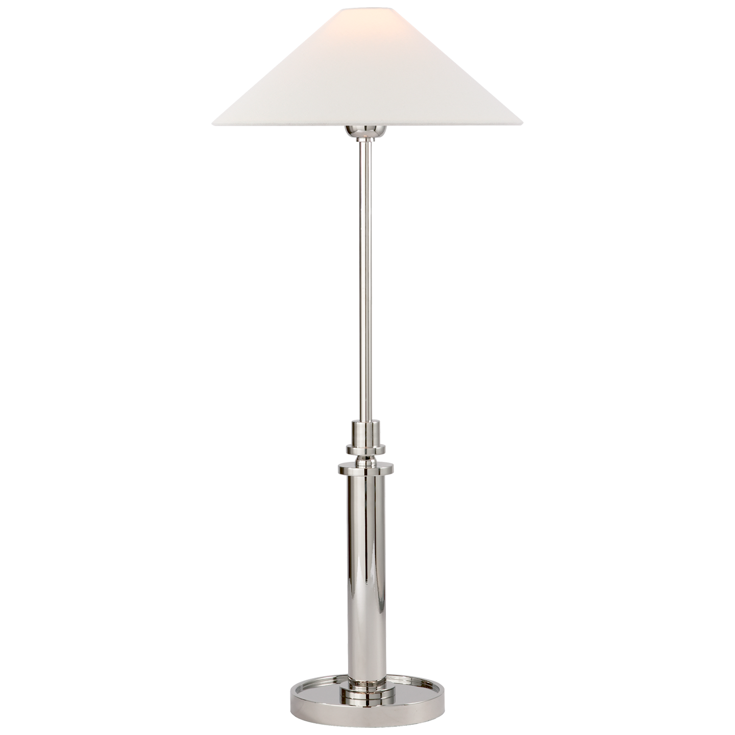 Hargett Buffet Lamp in Polished Nickel with Linen Shade