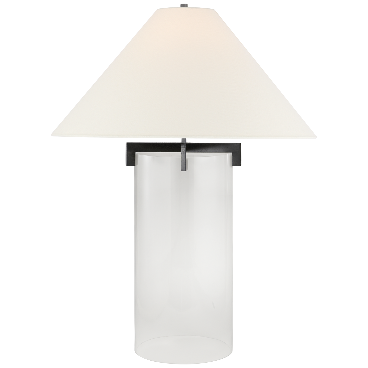 Brooks Table Lamp in Crystal and Aged Iron with Linen Shade