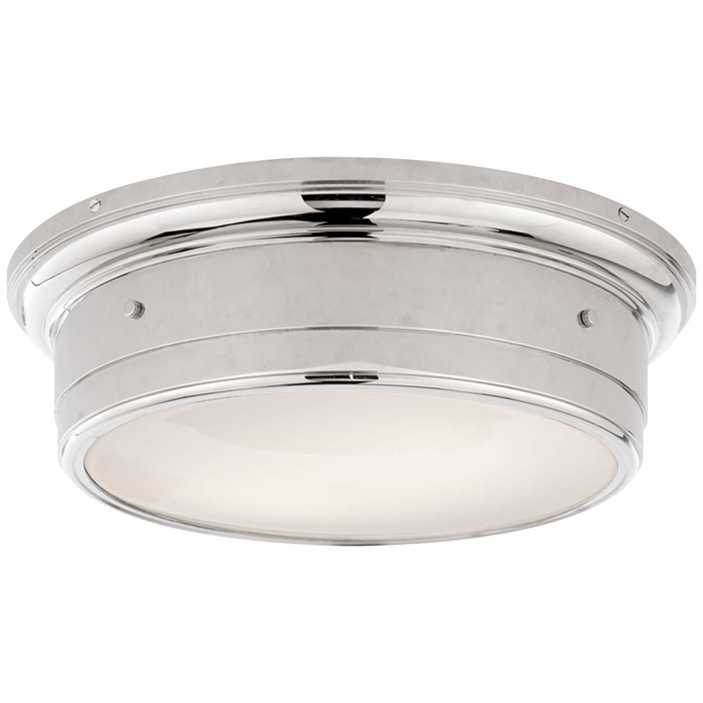 Siena Large Flush Mount in Polished Nickel with White Glass