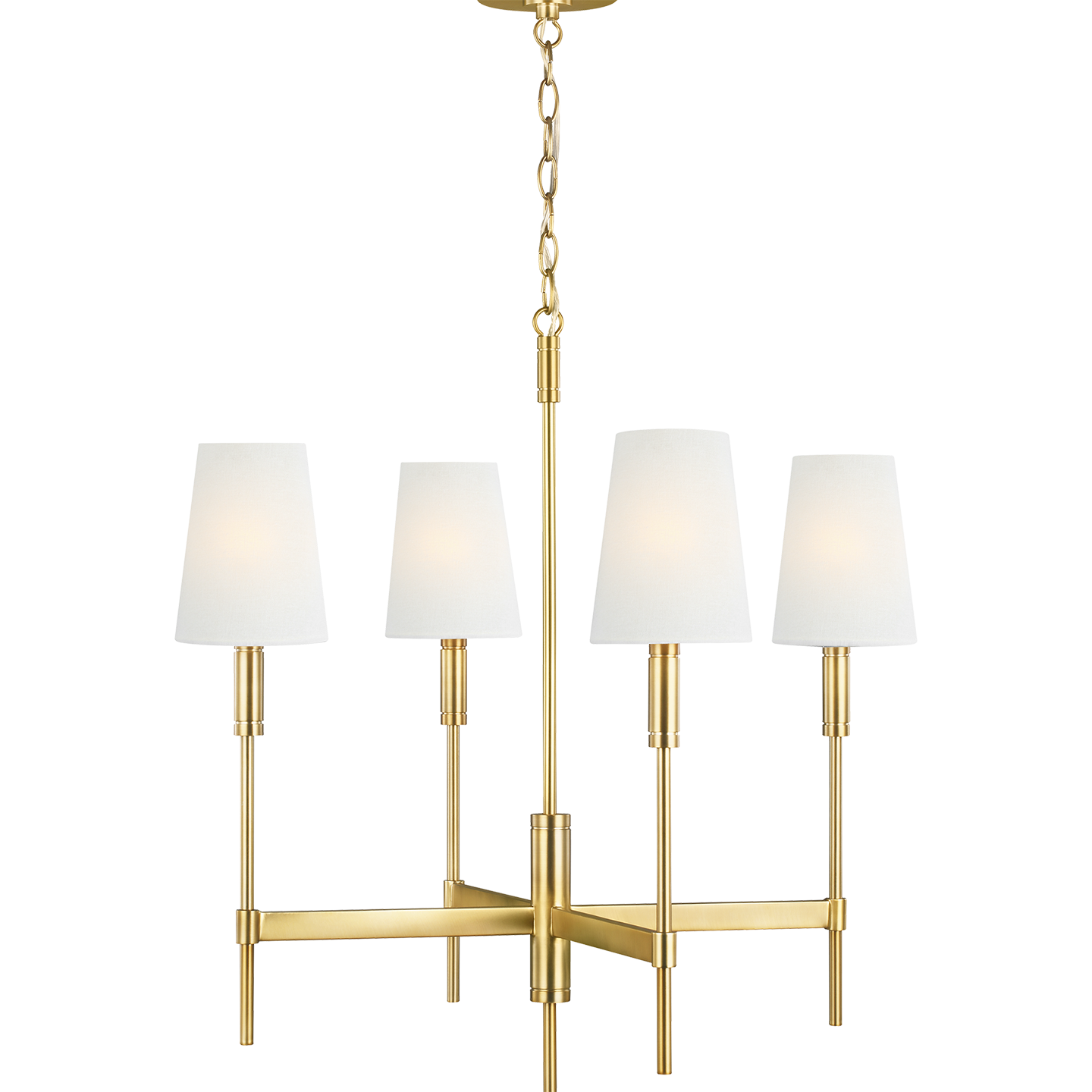 Beckham Classic Medium Chandelier in Burnished Brass with Linen Shades