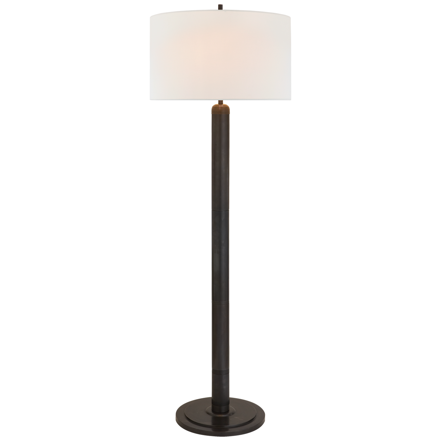 Longacre Floor Lamp in Bronze with Linen Shade