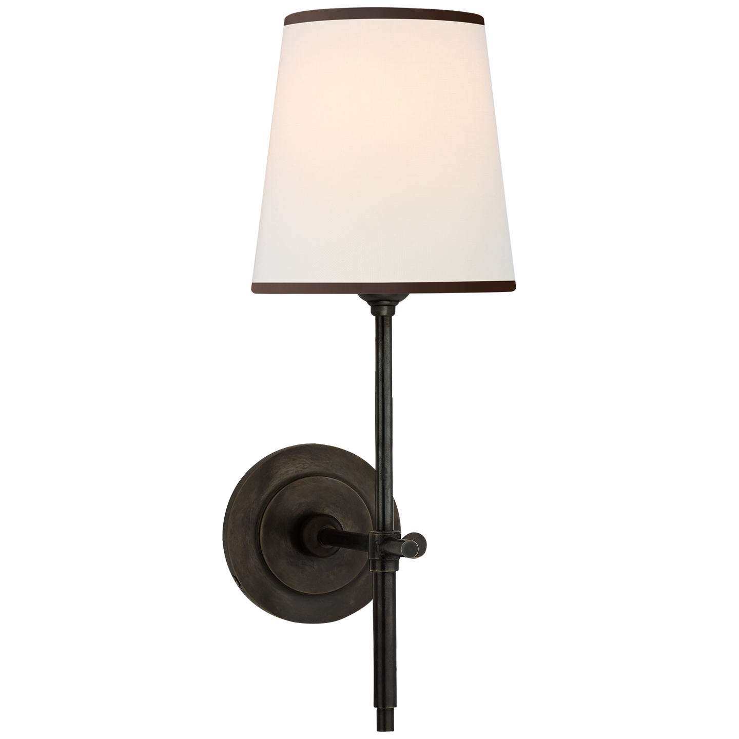 Bryant Sconce in Bronze with Linen Shade with Black tape
