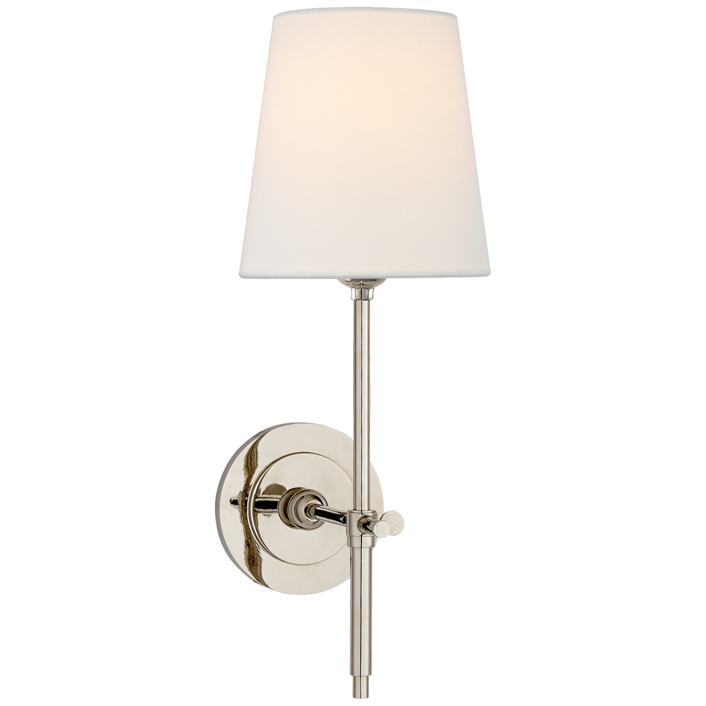 Bryant Sconce in Polished Nickel with Linen Shade