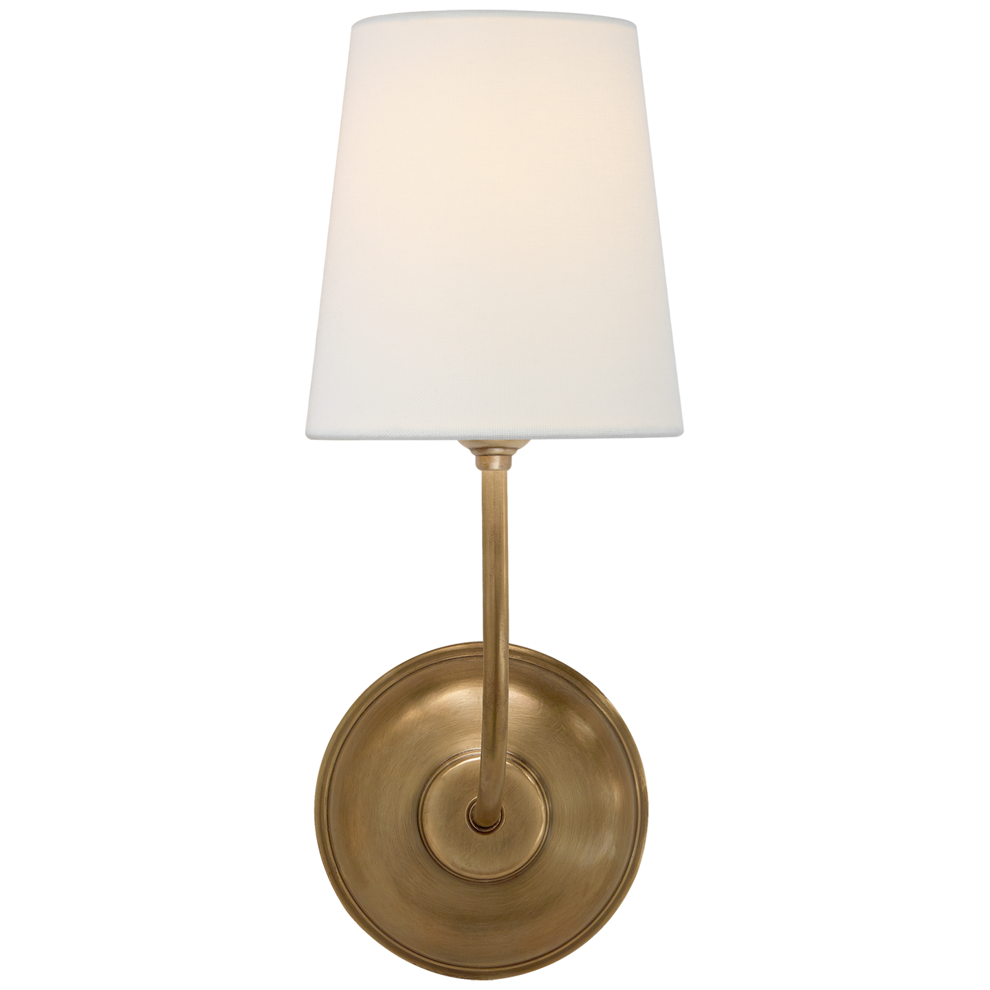 Vendome Single Sconce in Hand-Rubbed Antique Brass with Linen Shade