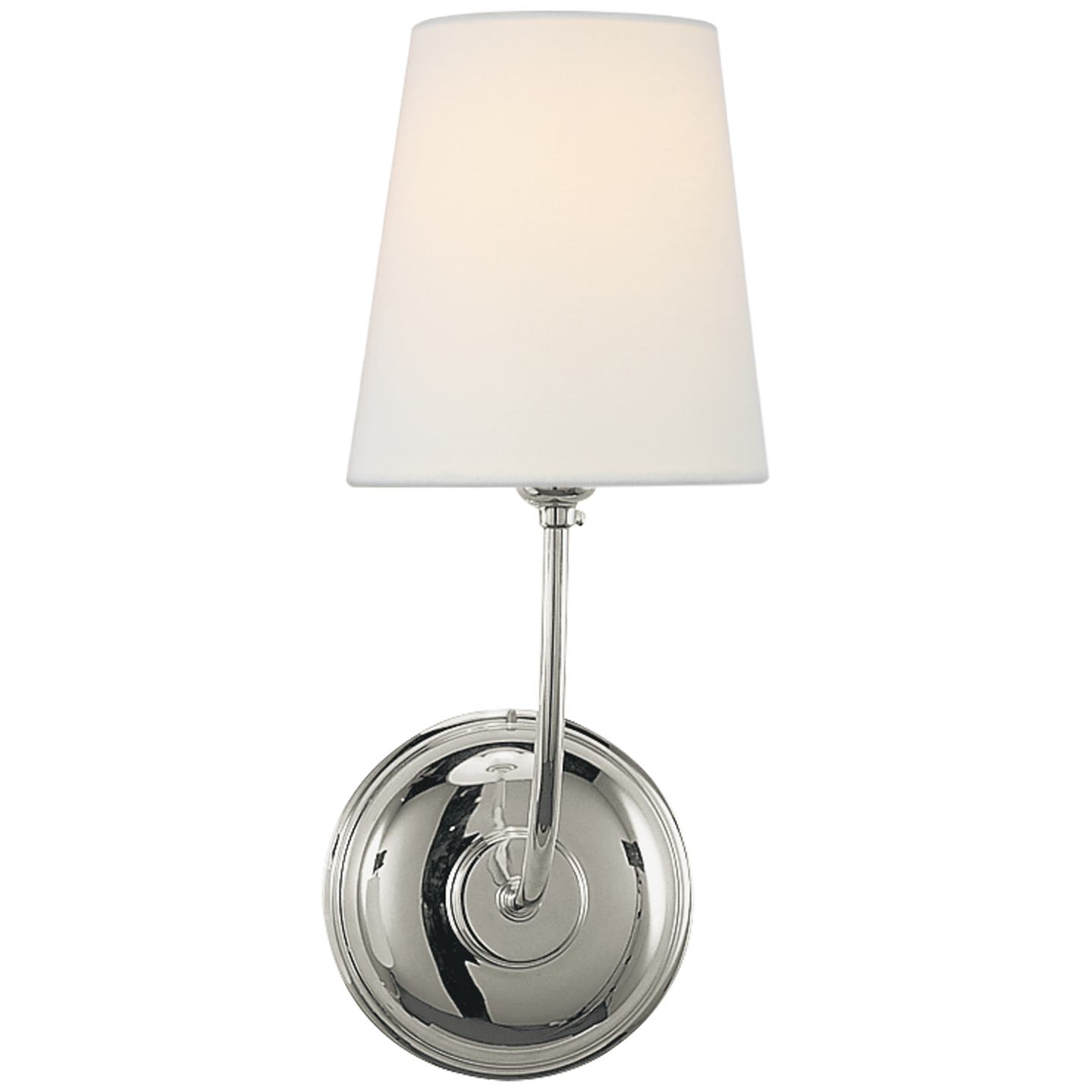 Vendome Single Sconce in Polished Nickel with Linen Shade