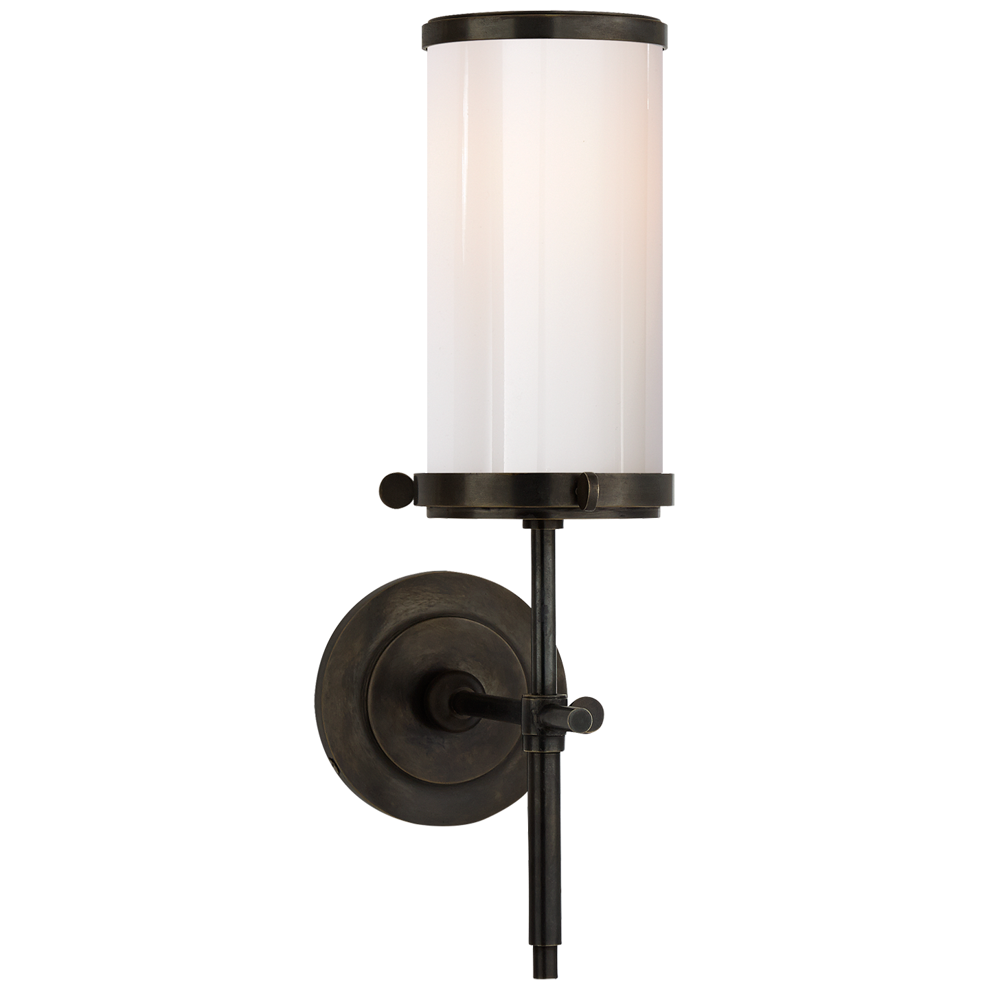 Bryant Bath Sconce in Bronze with White Glass