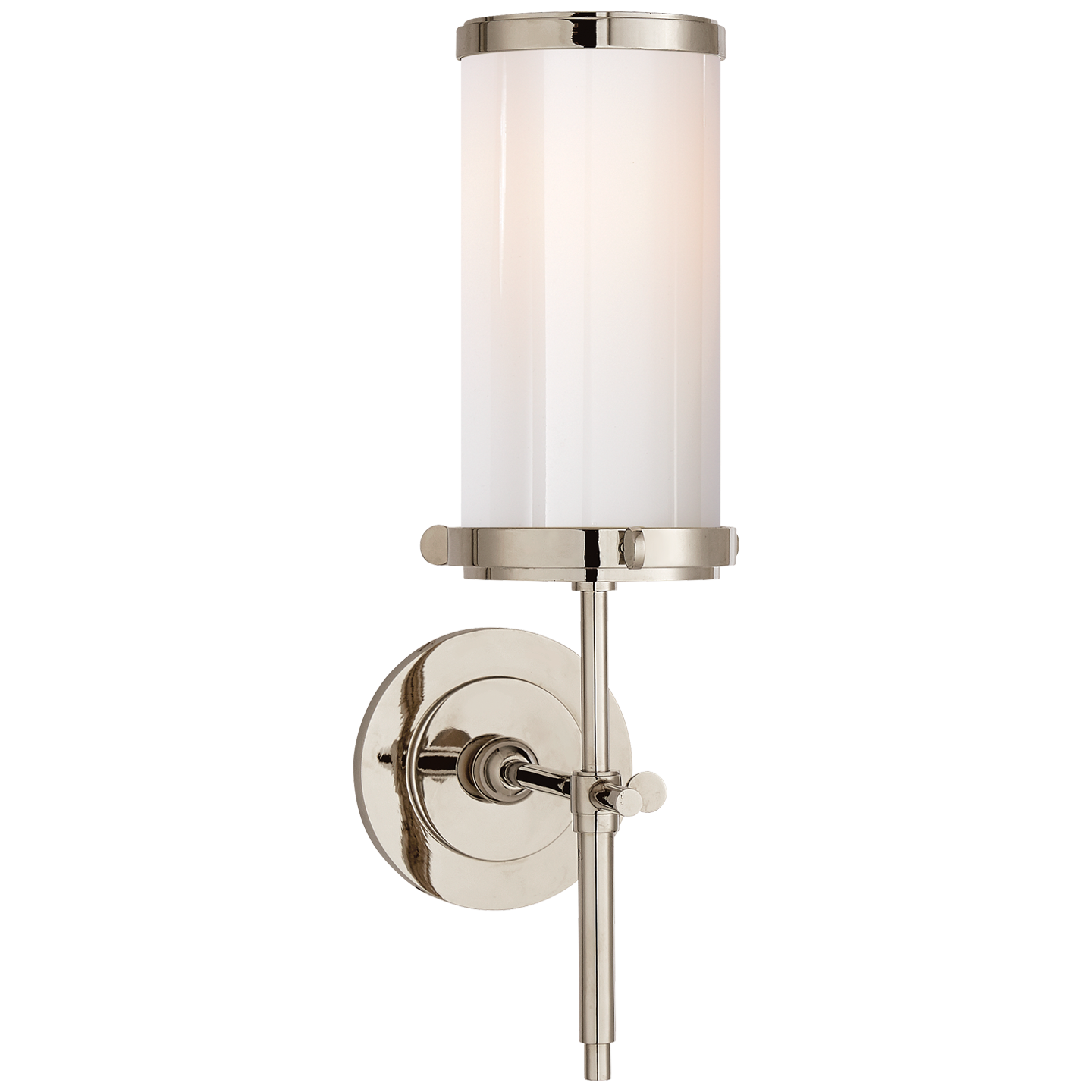 Bryant Bath Sconce in Polished Nickel with White Glass