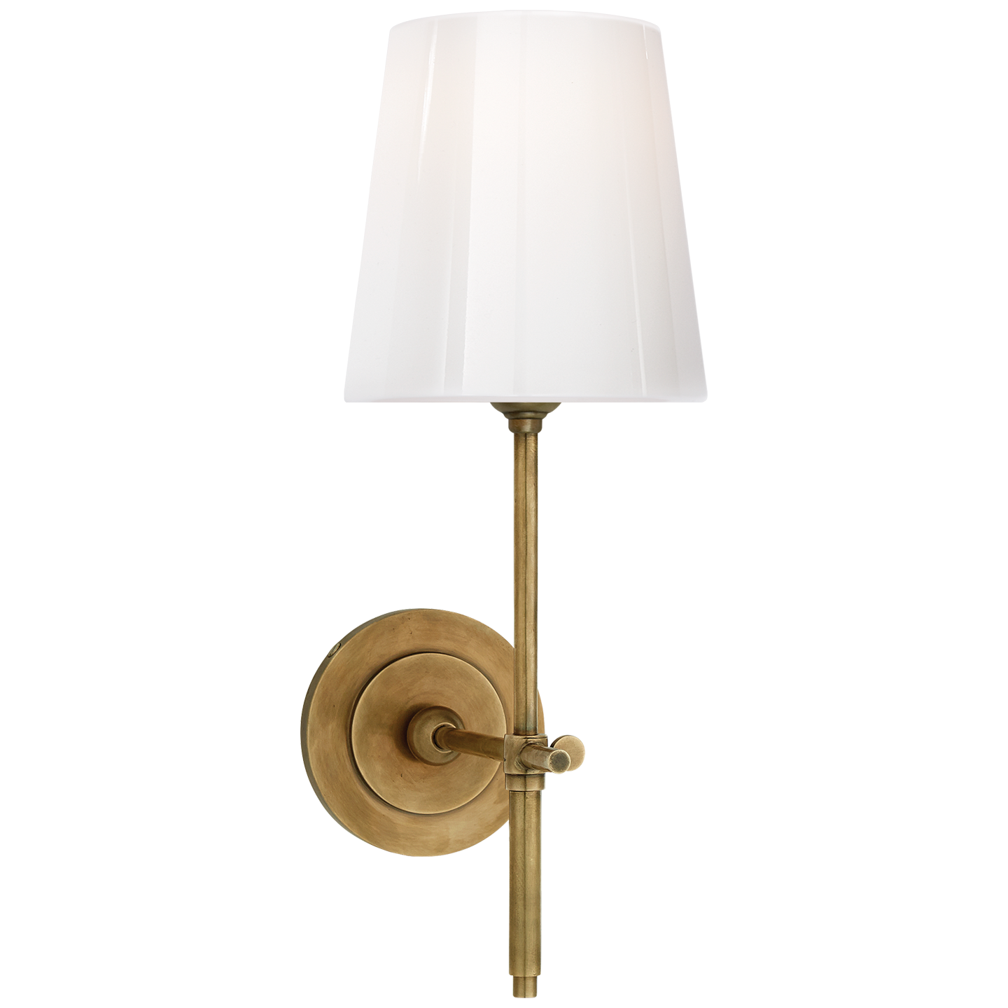 Bryant Sconce in Hand-Rubbed Antique Brass with White Glass Shade
