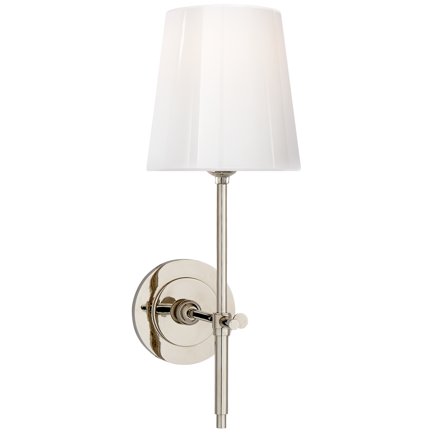 Bryant Sconce in Polished Nickel with White Glass