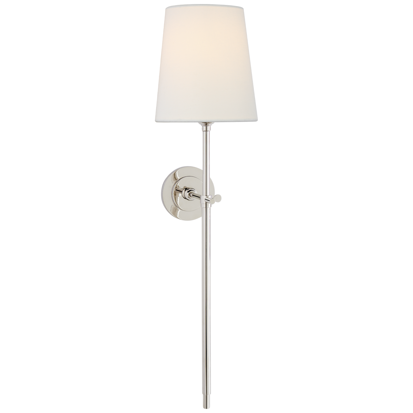 Bryant Large Tail Sconce in Polished Nickel with Linen Shade