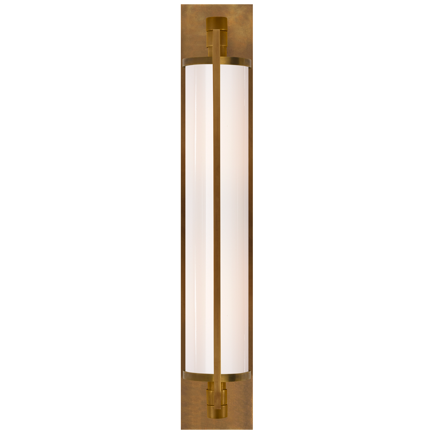 Keeley Tall Pivoting Sconce in Hand-Rubbed Antique Brass with White Glass
