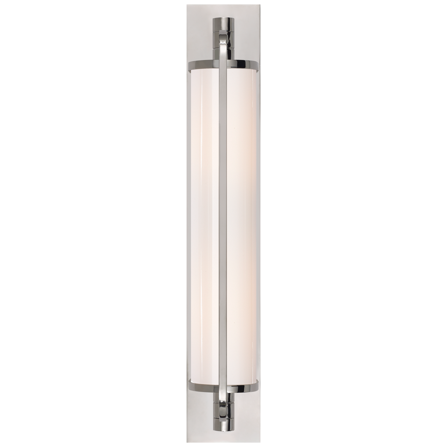 Keeley Tall Pivoting Sconce in Polished Nickel with White Glass