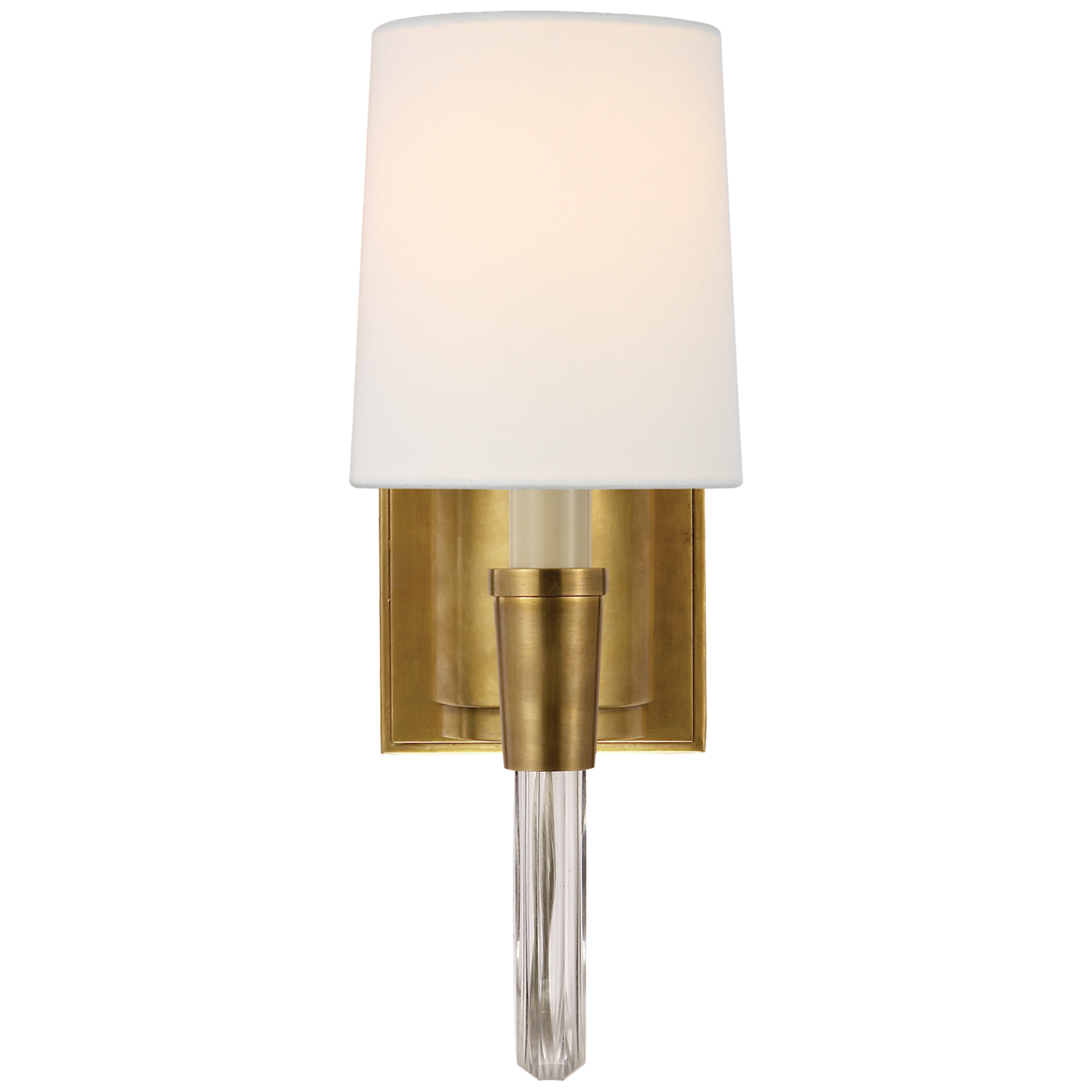 Vivian Single Sconce in Hand-Rubbed Antique Brass with Linen Shade