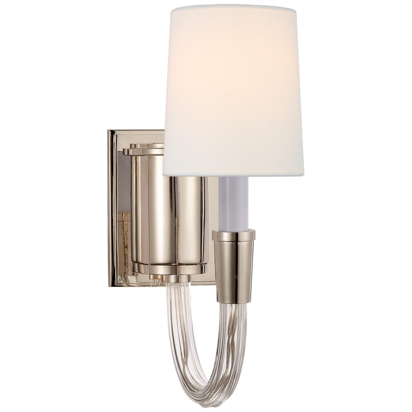 Vivian Single Sconce in Polished Nickel with Linen Shade