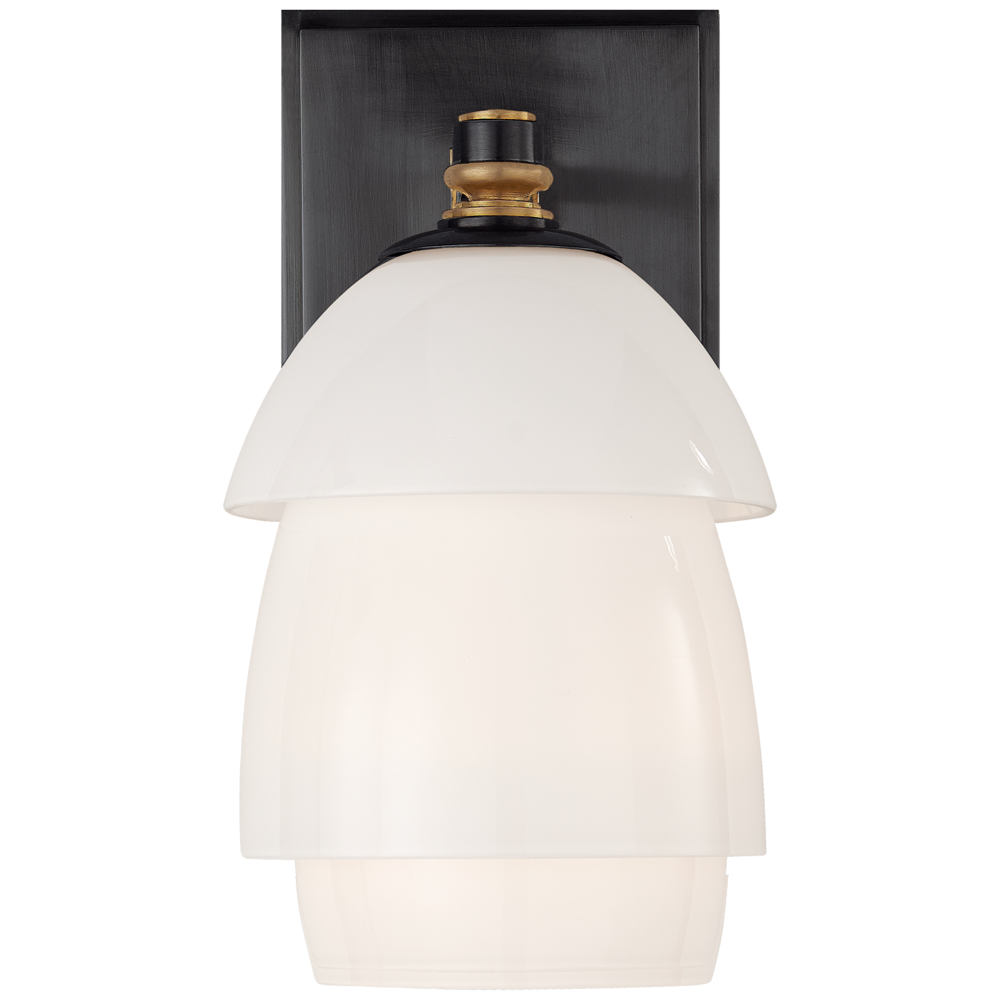 Whitman Small Sconce in Bronze and Hand-Rubbed Antique Brass with White Glass Shade