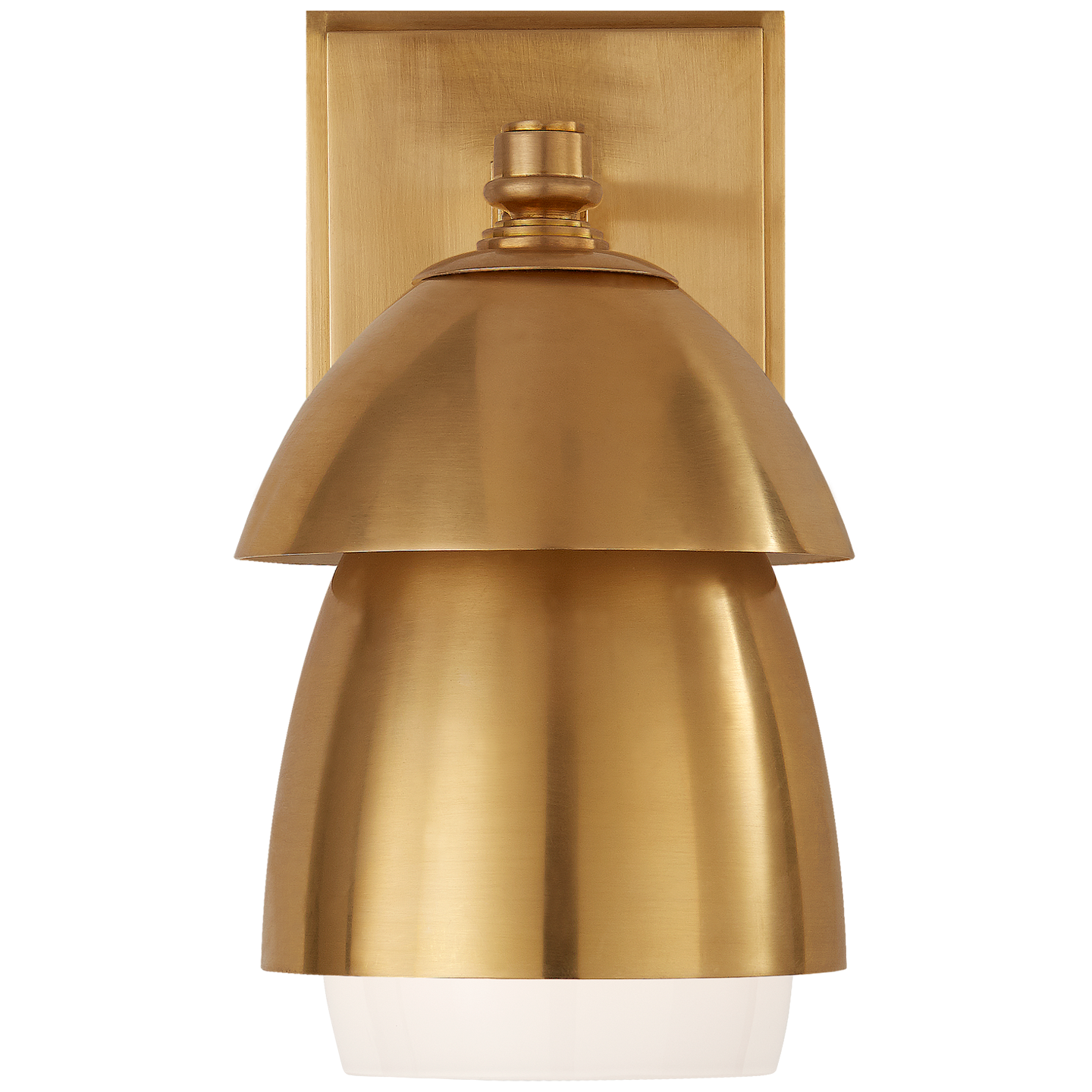 Whitman Small Sconce in Hand-Rubbed Antique Brass w/ Hand-Rubbed Antique Brass and White Glass Shade