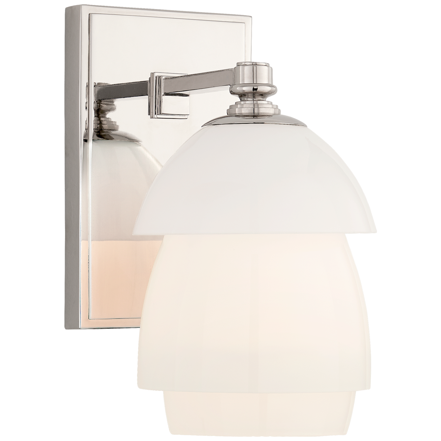 Whitman Small Sconce in Polished Nickel with White Glass Shade