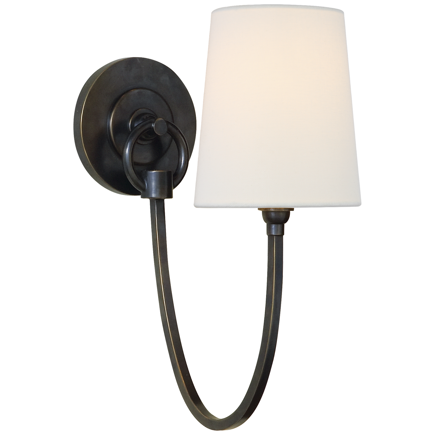 Reed Single Sconce in Bronze with Linen Shade