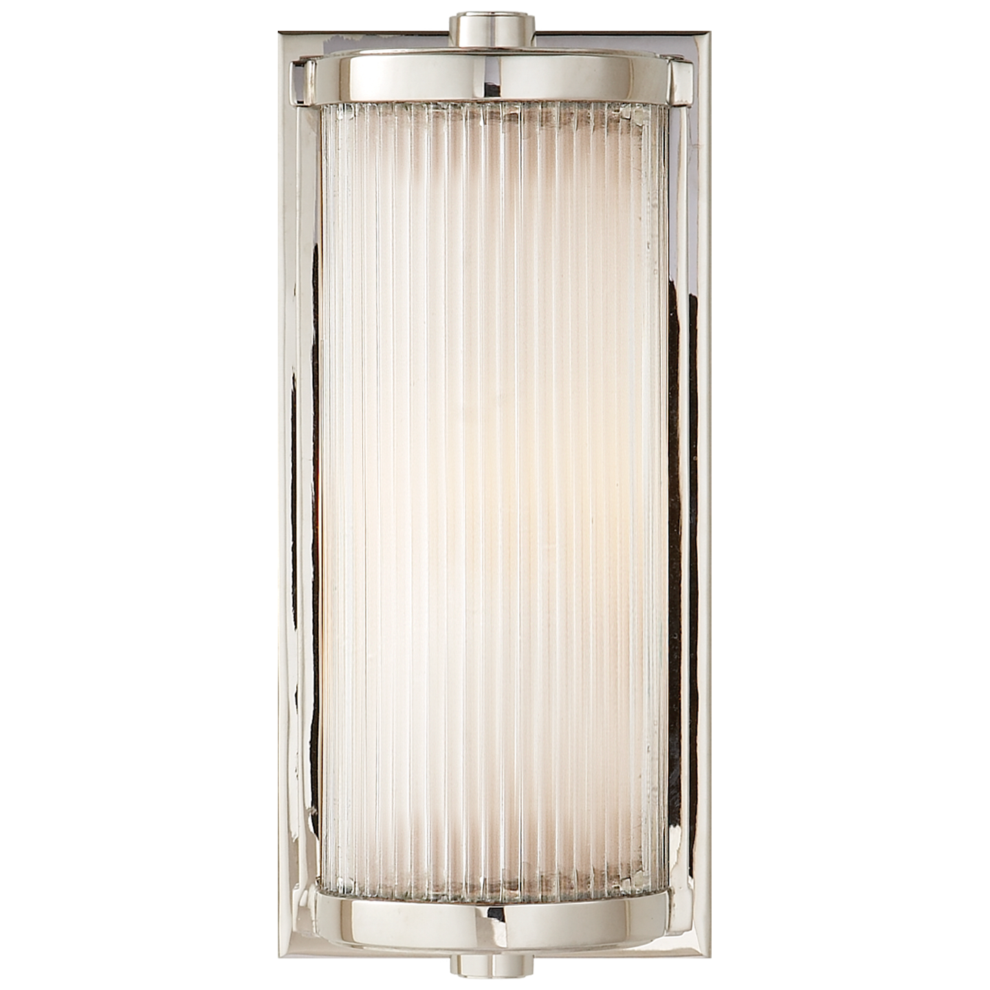 Dresser Short Glass Rod Light in Polished Nickel with Frosted Glass Liner