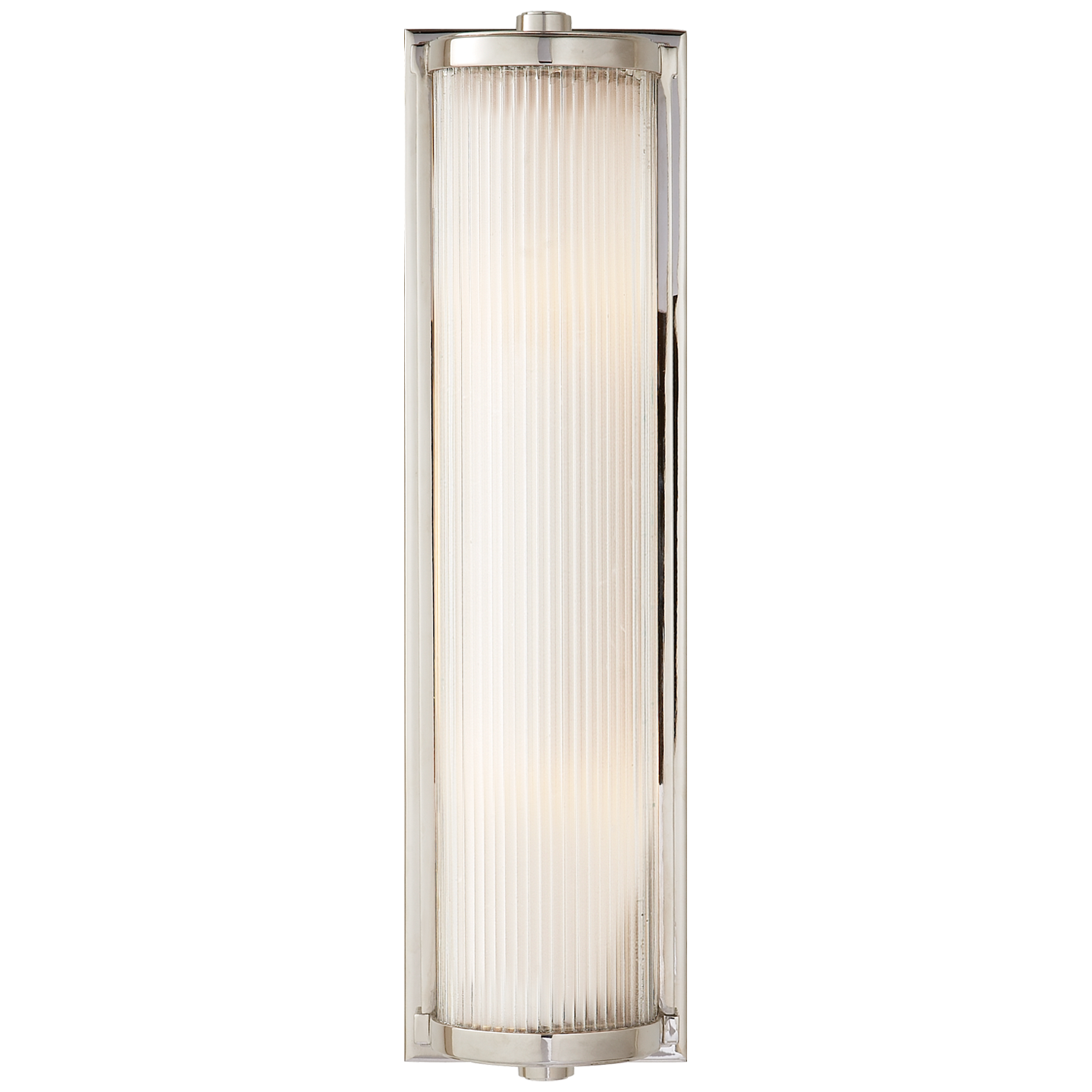 Dresser Long Glass Rod Light in Polished Nickel with Frosted Glass Liner