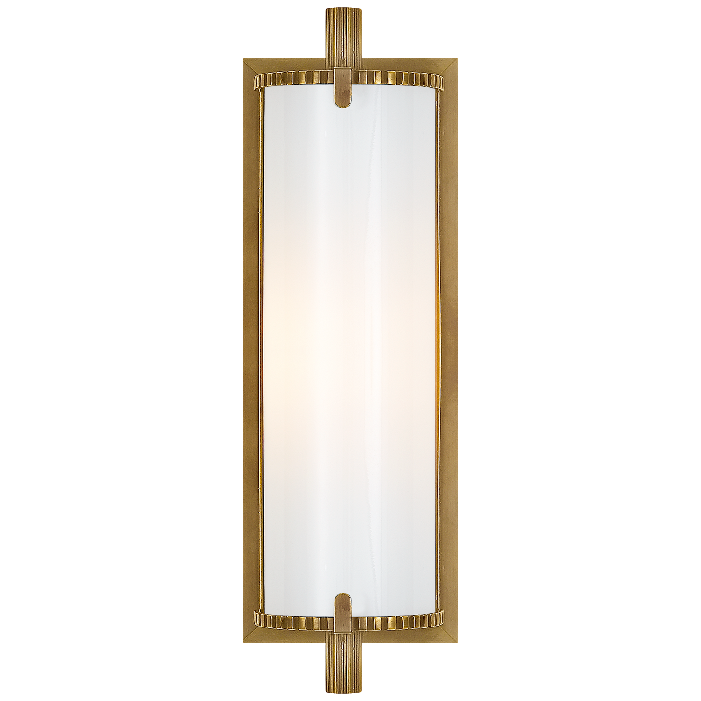 Calliope Short Bath Light in Hand-Rubbed Antique Brass with White Glass