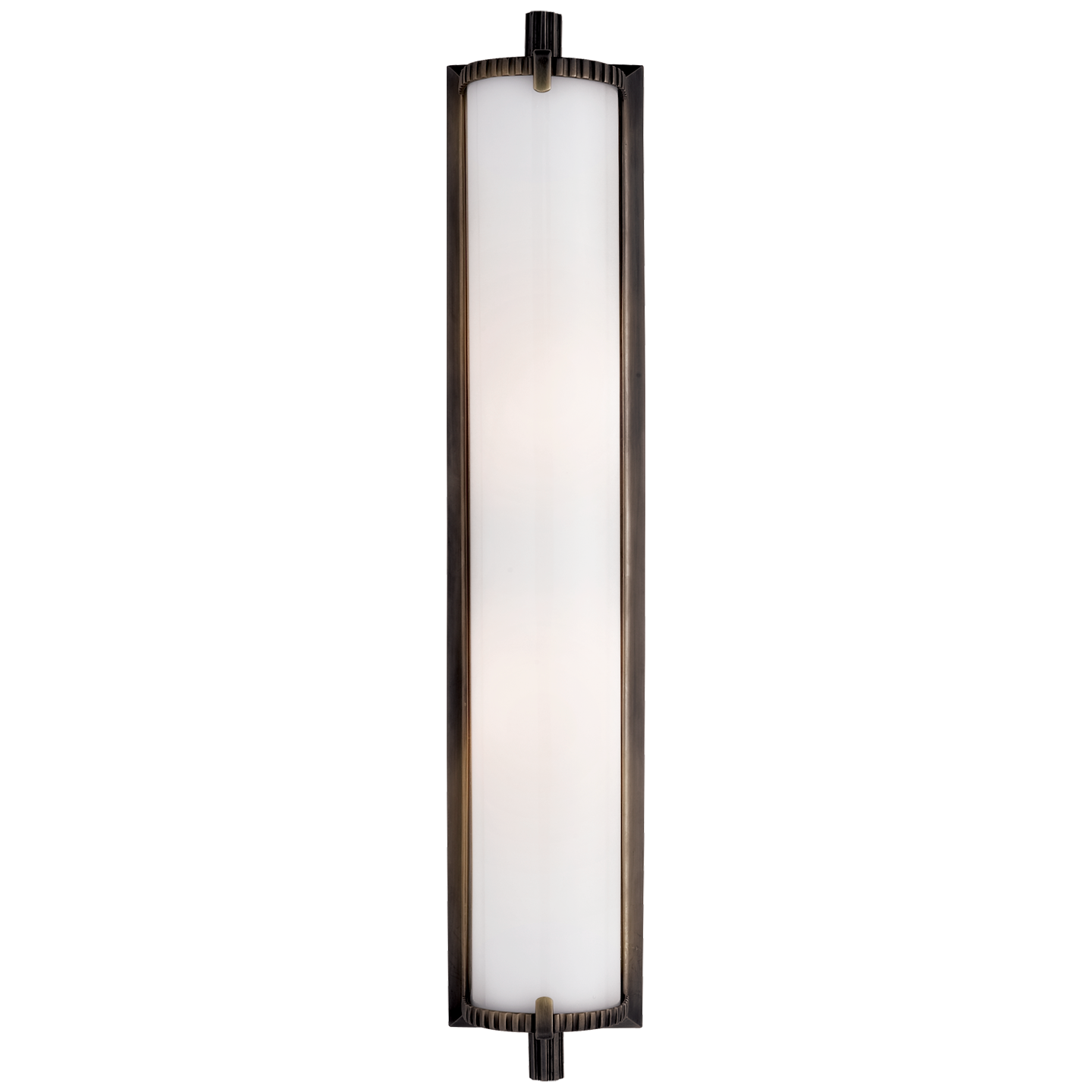 Calliope Tall Bath Light in Bronze with White Glass