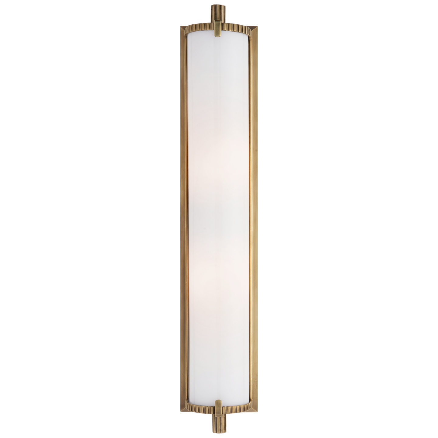 Calliope Tall Bath Light in Hand-Rubbed Antique Brass with White Glass