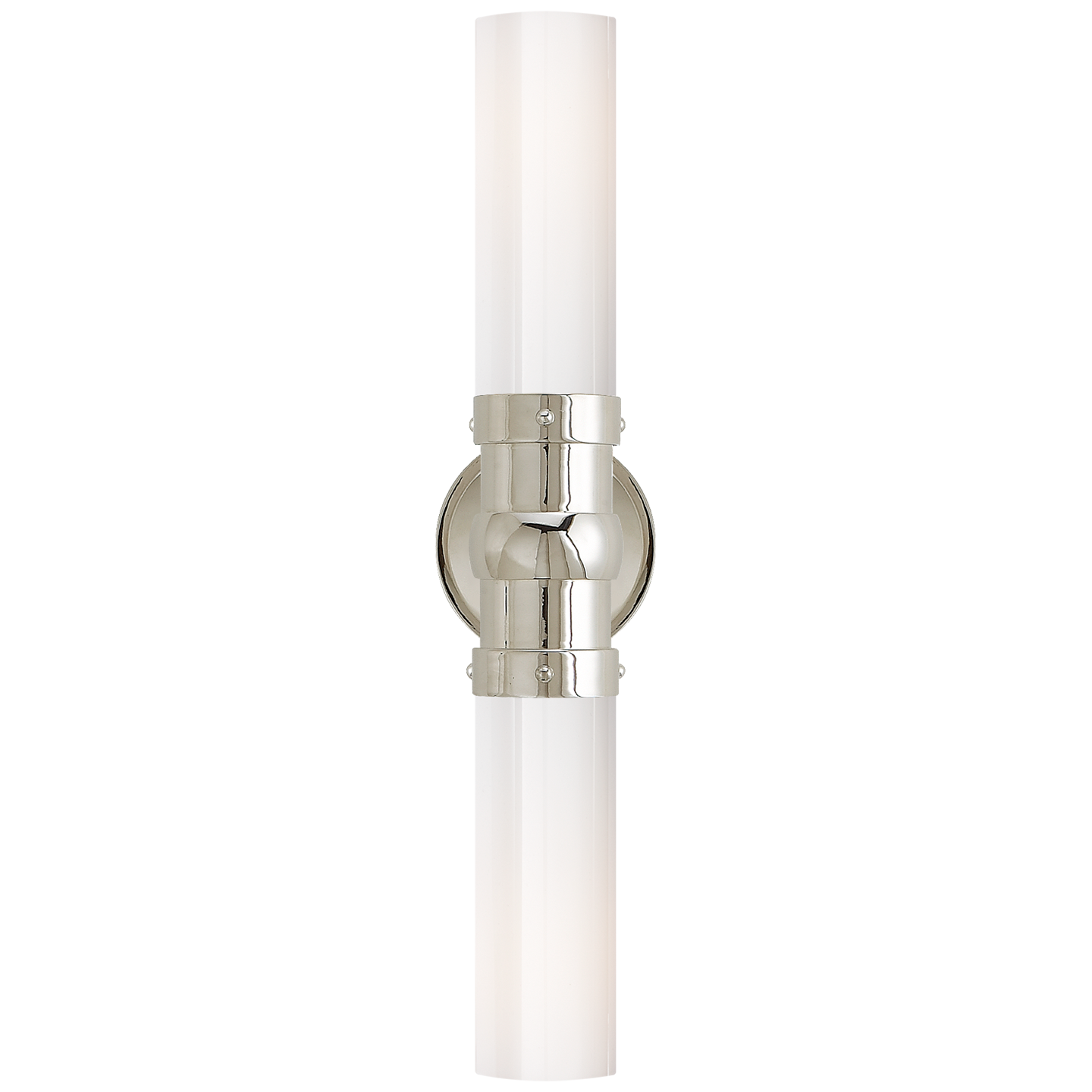 Graydon Double Bath Light in Polished Nickel with White Glass