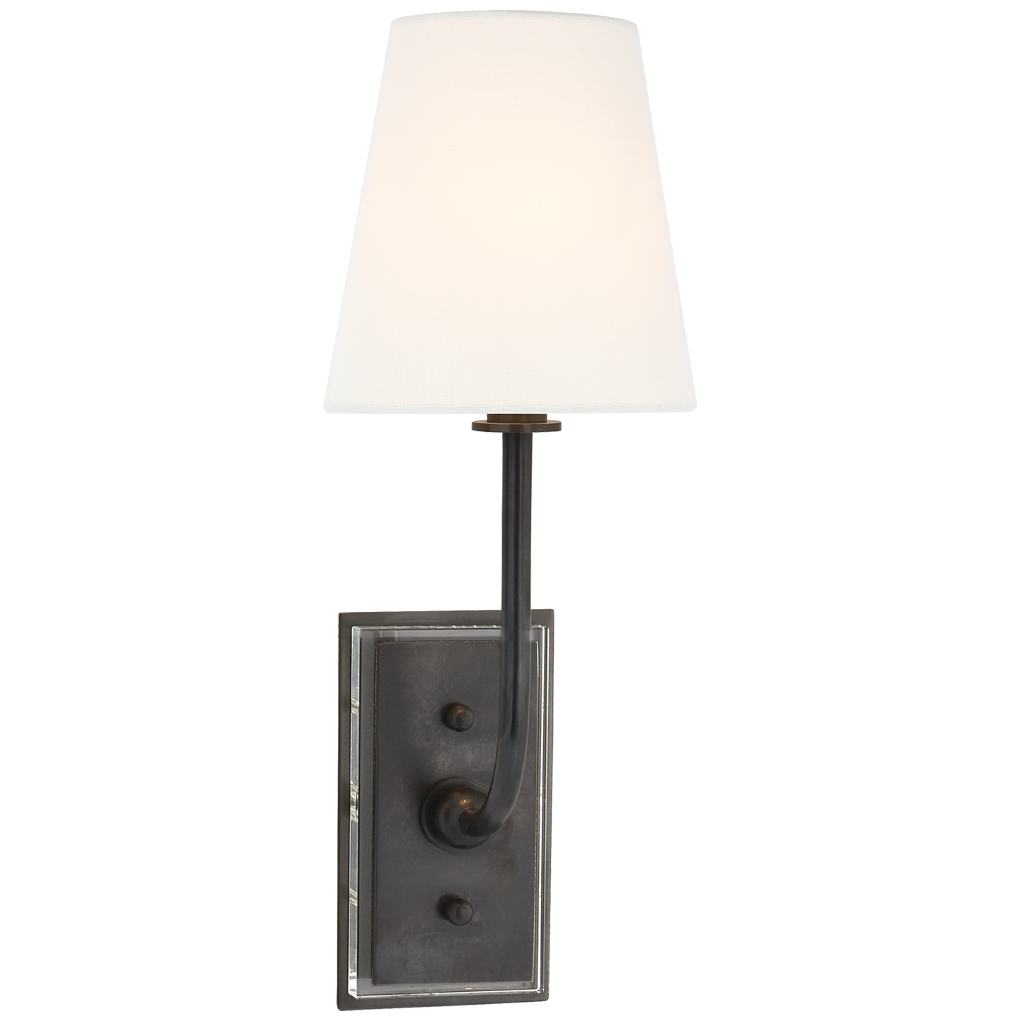 Hulton Sconce in Bronze with Crystal Backplate with Linen Shade