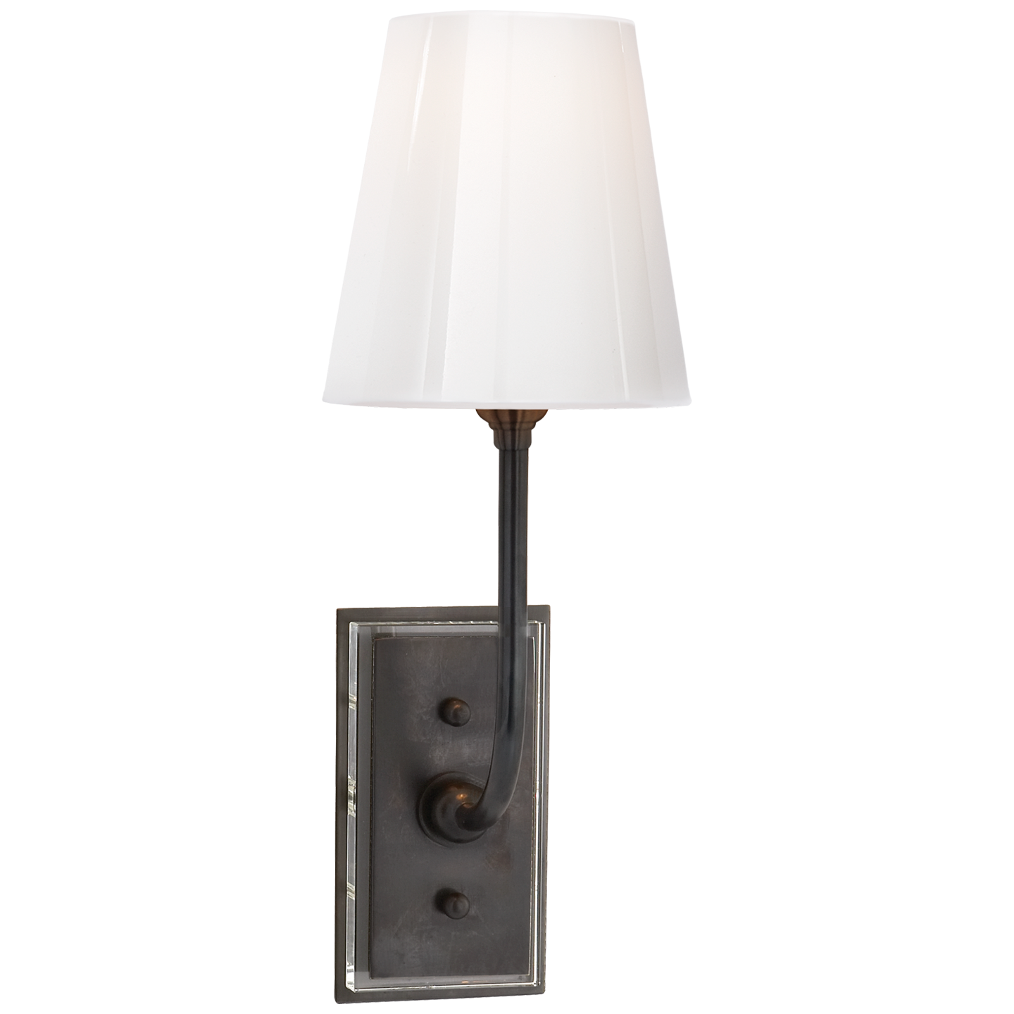 Hulton Sconce in Bronze with Crystal Backplate and White Glass Shade