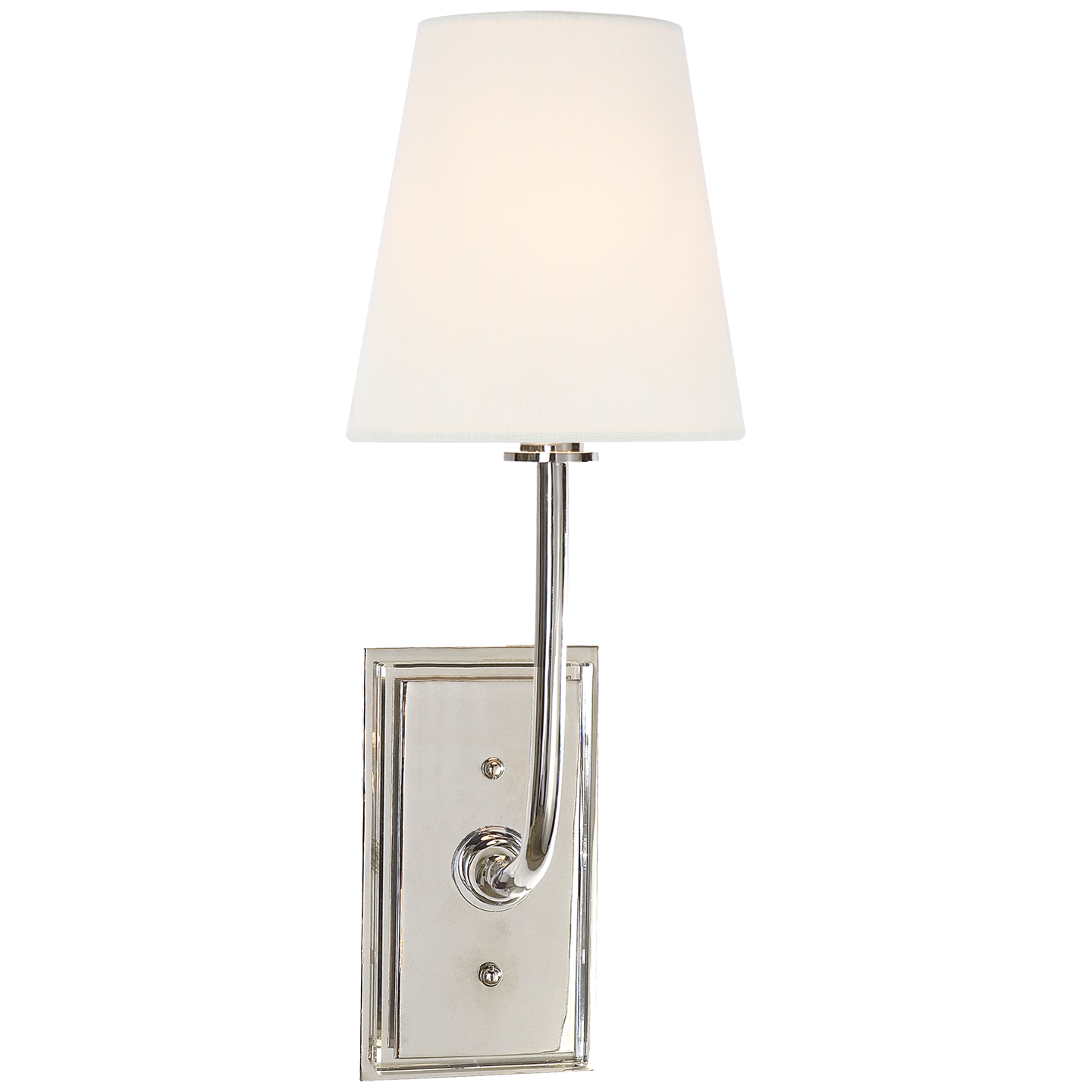 Hulton Sconce in Polished Nickel with Crystal Backplate with Linen Shade