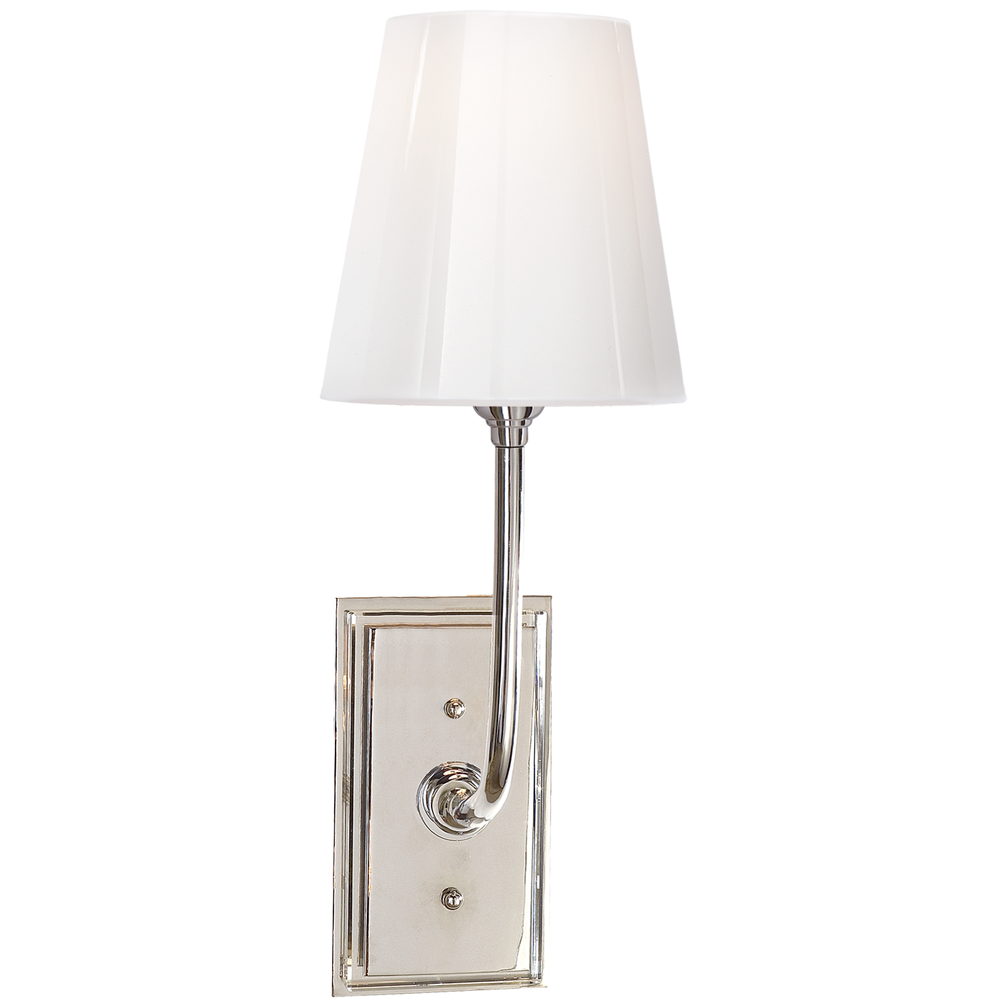 Hulton Sconce in Polished Nickel with Crystal Backplate and White Glass Shade