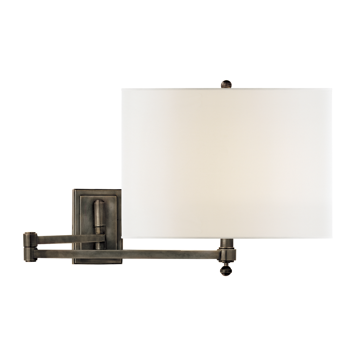 Hudson Swing Arm in Bronze with Linen Shade