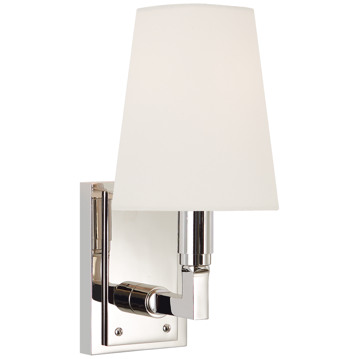 Watson Small Sconce in Polished Nickel with Linen Shade