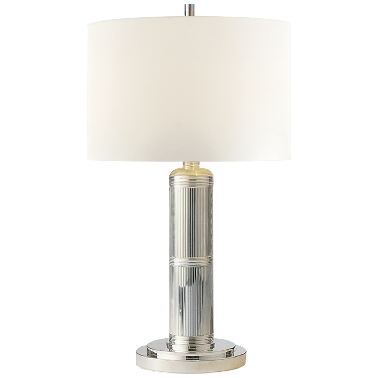 Longacre Small Table Lamp in Polished Nickel with Linen Shade