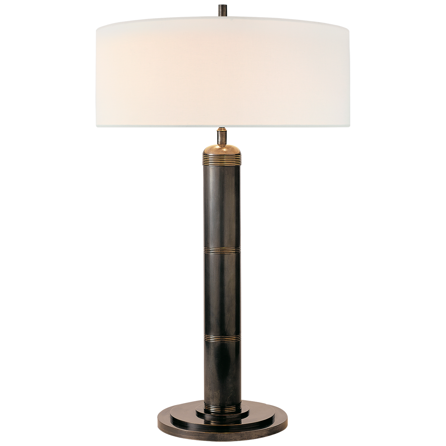 Longacre Tall Table Lamp in Bronze with Linen Shade