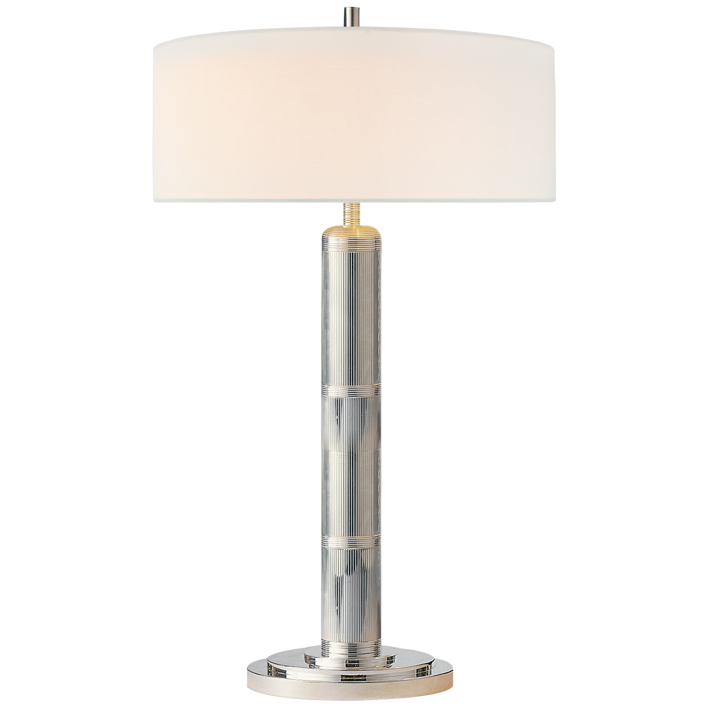 Longacre Tall Table Lamp in Polished Nickel with Linen Shade