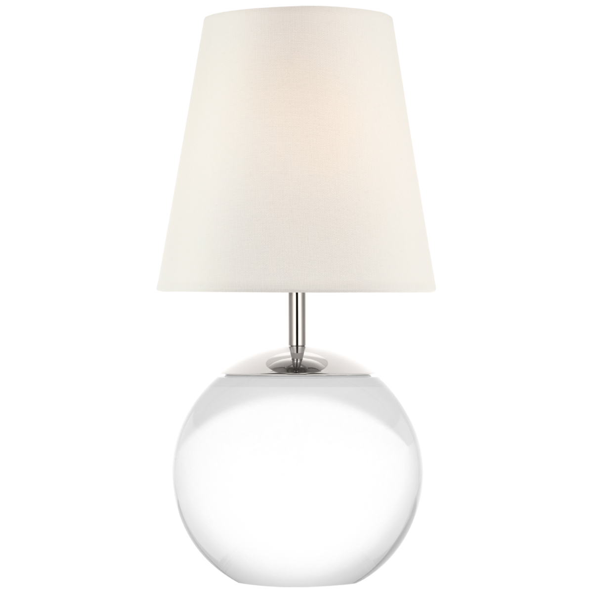 Terri 12" Cordless Accent Lamp in Crystal with Linen Shade