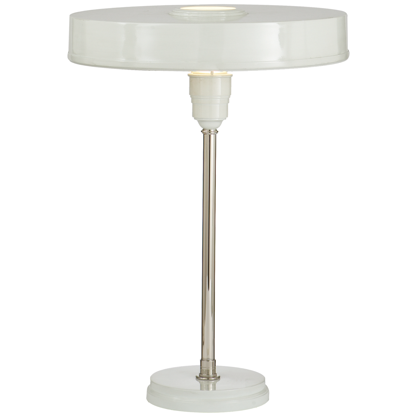Carlo Table Lamp in Polished Nickel and Antique White