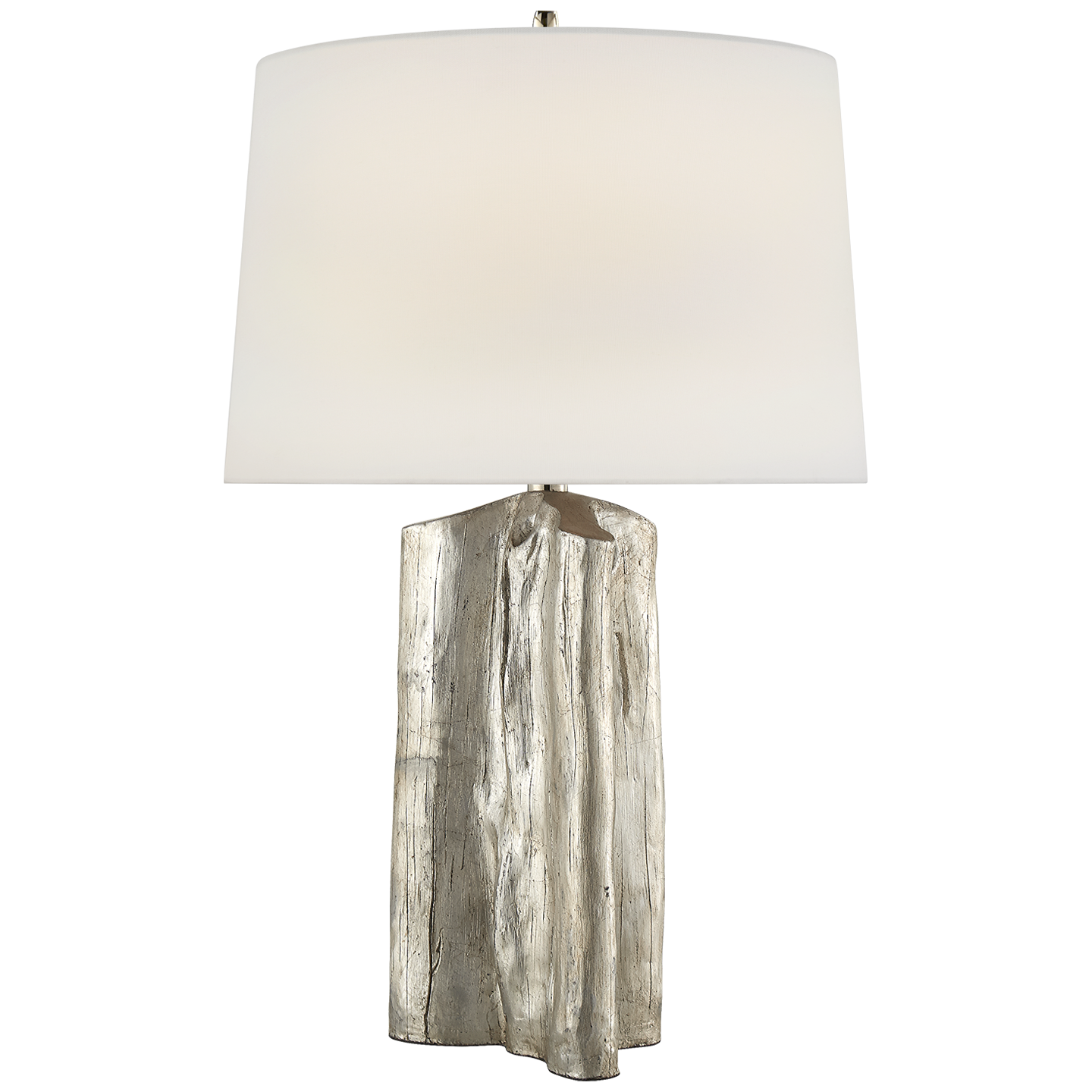 Sierra Buffet Lamp in Burnished Silver Leaf with Linen Shade
