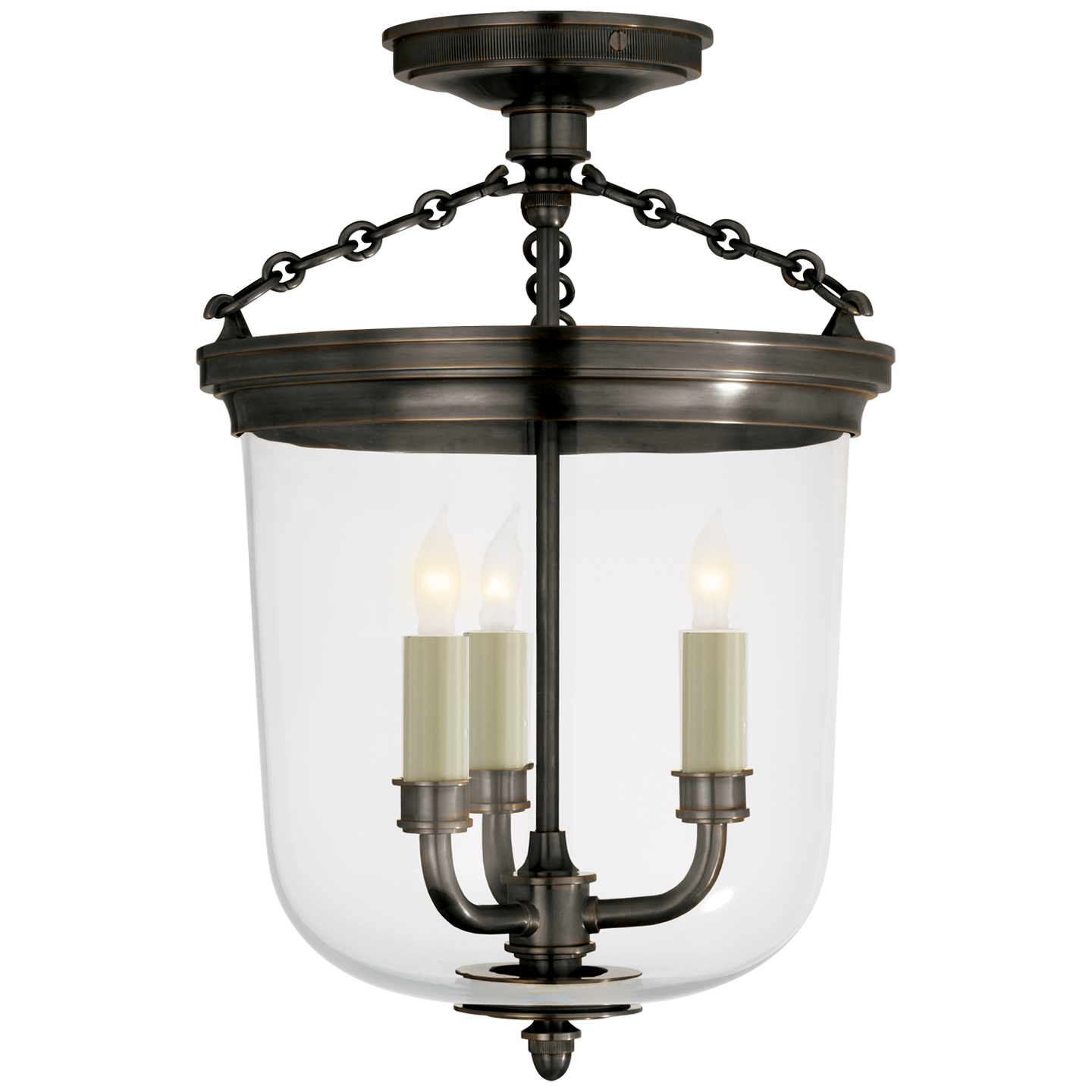 Merchant Semi-Flush in Bronze with Clear Glass