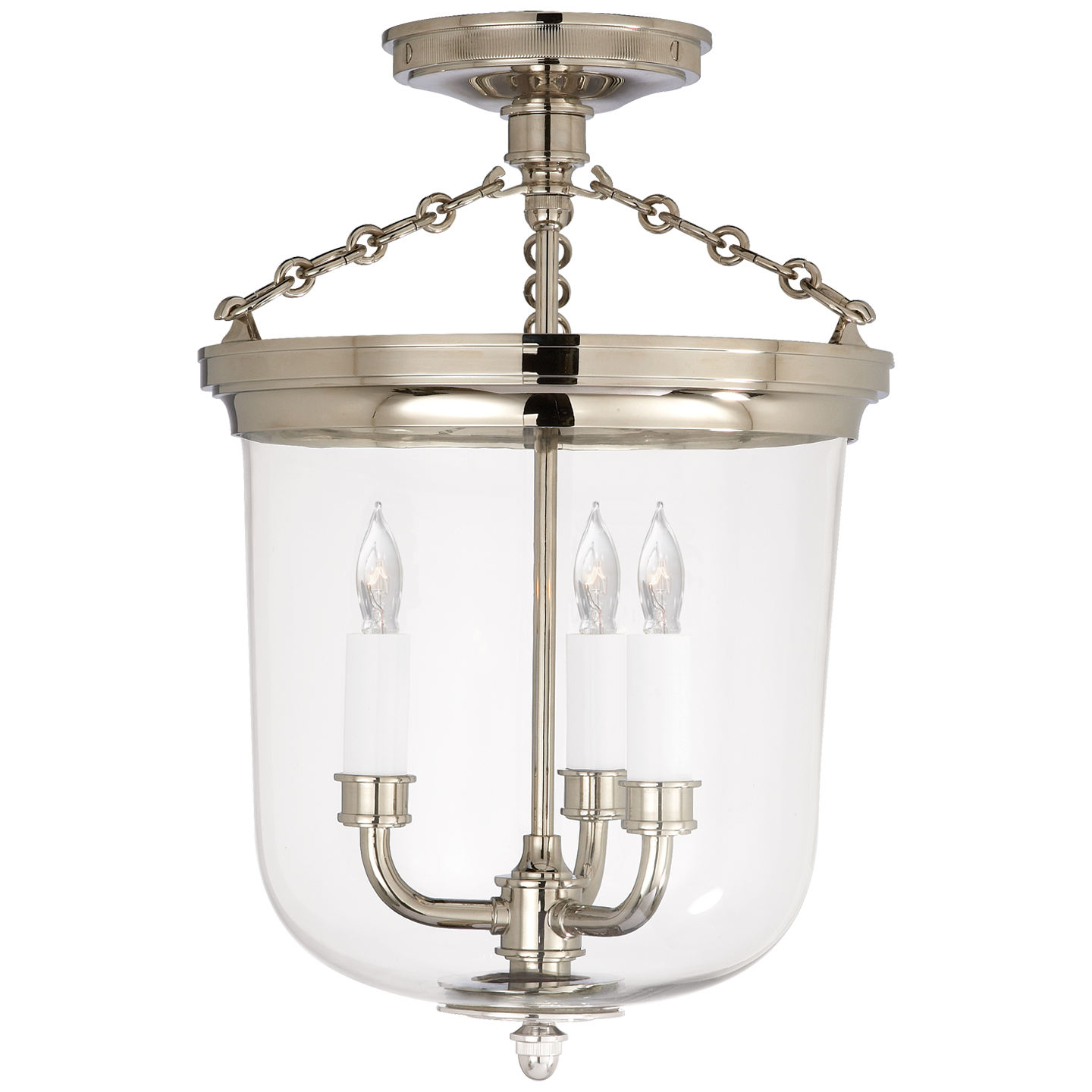 Merchant Semi-Flush in Polished Nickel with Clear Glass