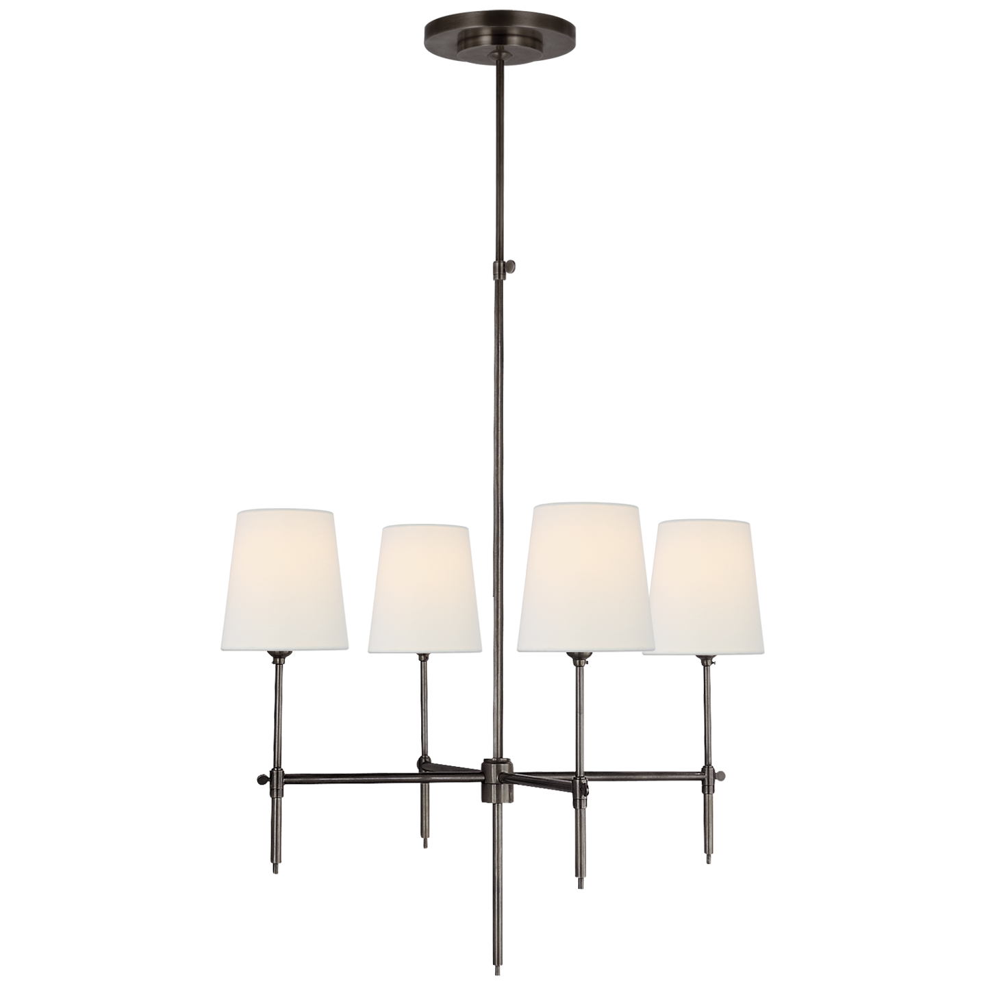 Bryant Small Chandelier in Bronze with Linen Shades
