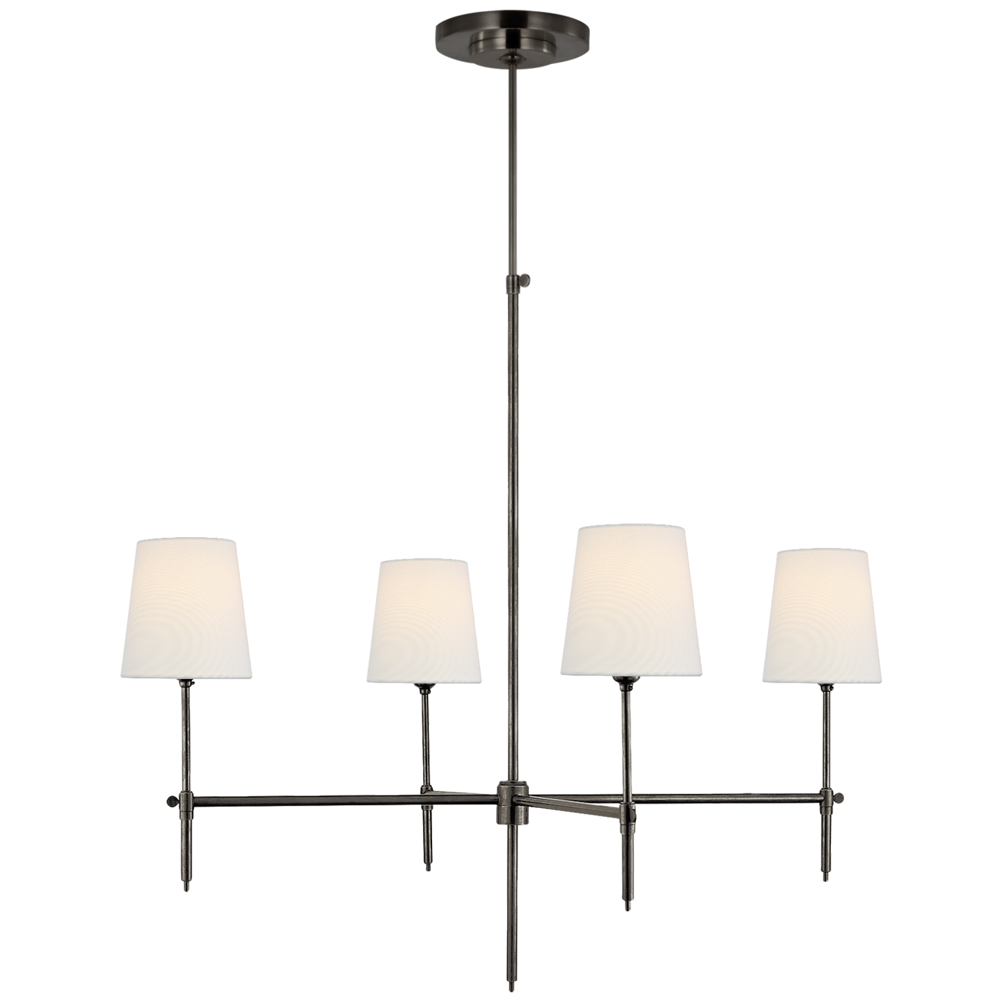 Bryant Large Chandelier in Bronze with Linen Shades