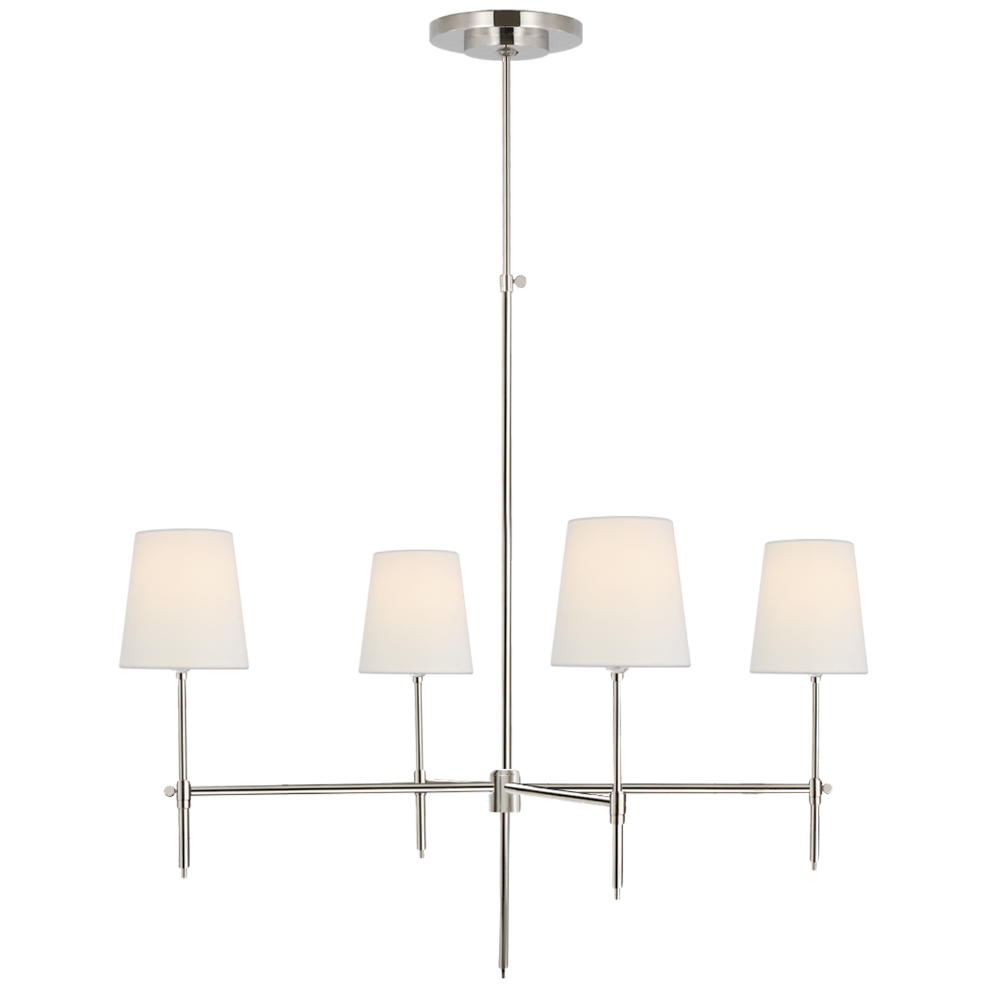 Bryant Large Chandelier in Polished Nickel with Linen Shades