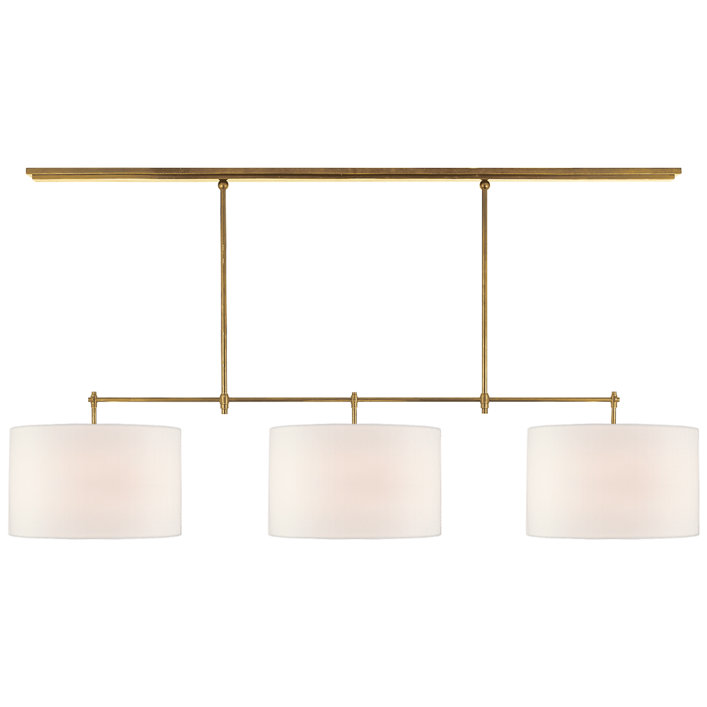 Bryant Large Billiard in Hand-Rubbed Antique Brass with Linen Shades