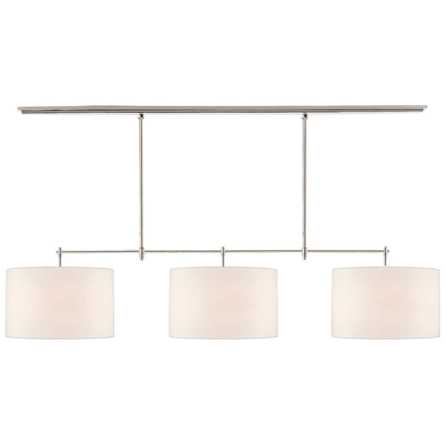 Bryant Large Billiard in Polished Nickel with Linen Shades