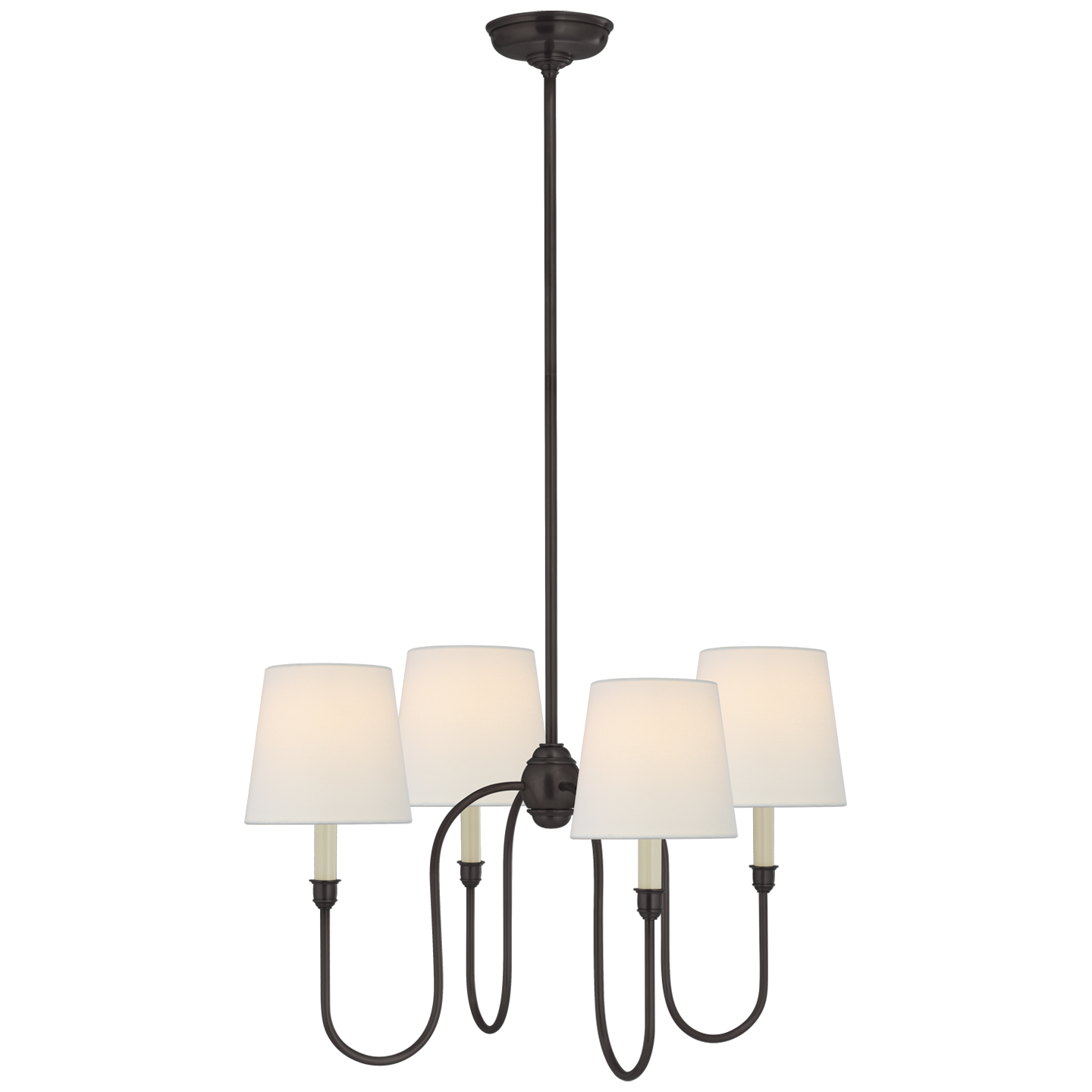 Vendome Small Chandelier in Bronze with Linen Shades