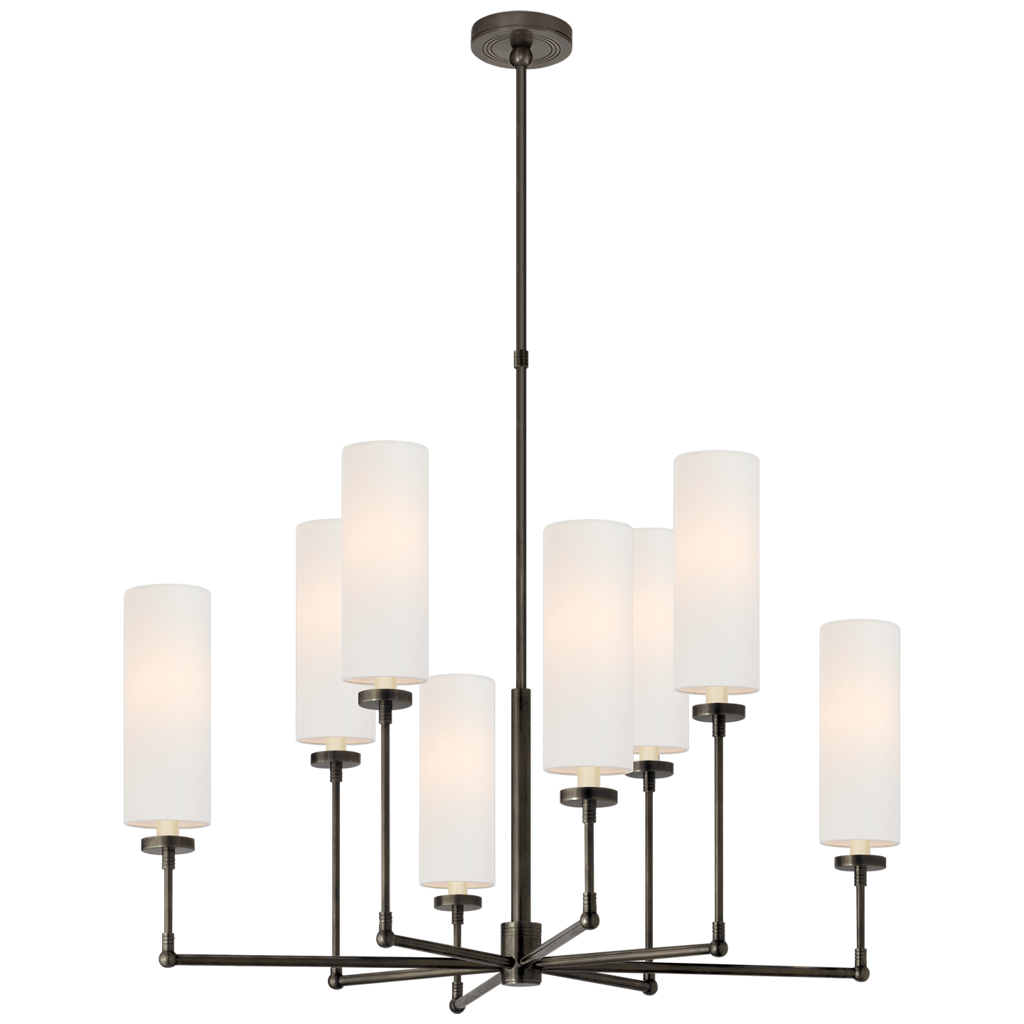 Ziyi Large Chandelier in Bronze with Linen Shades