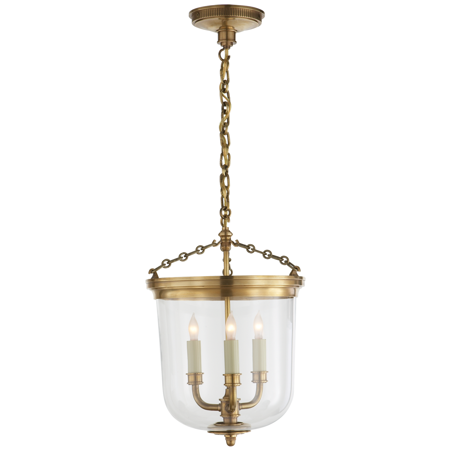 Merchant Lantern in Hand-Rubbed Antique Brass with Clear Glass